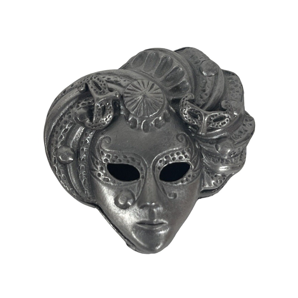 Vintage Rare Mardi Gras Silver Plated Trinket Earrings Box